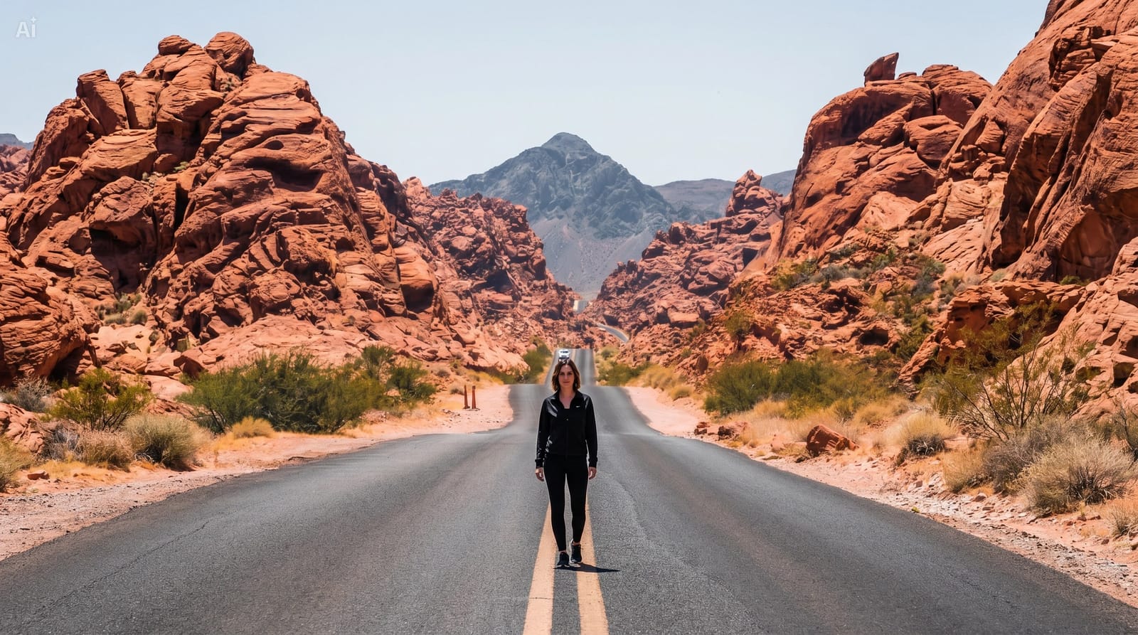 Mountain road in soft light